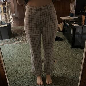 American Eagle Outfitters Plaid Ankle Pants - Gray and Brown